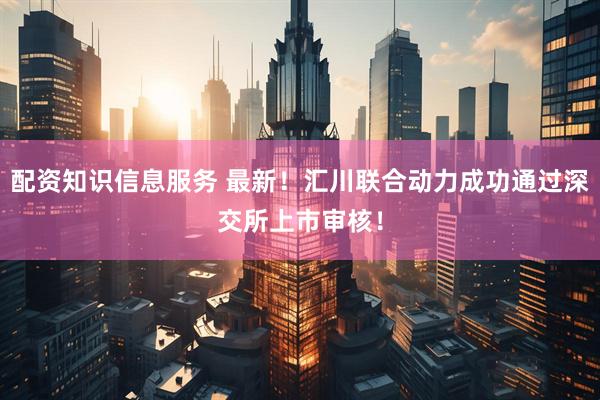 配资知识信息服务 最新！汇川联合动力成功通过深交所上市审核！